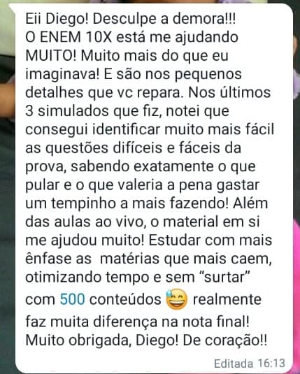 Depoimento de aluno Enem10x